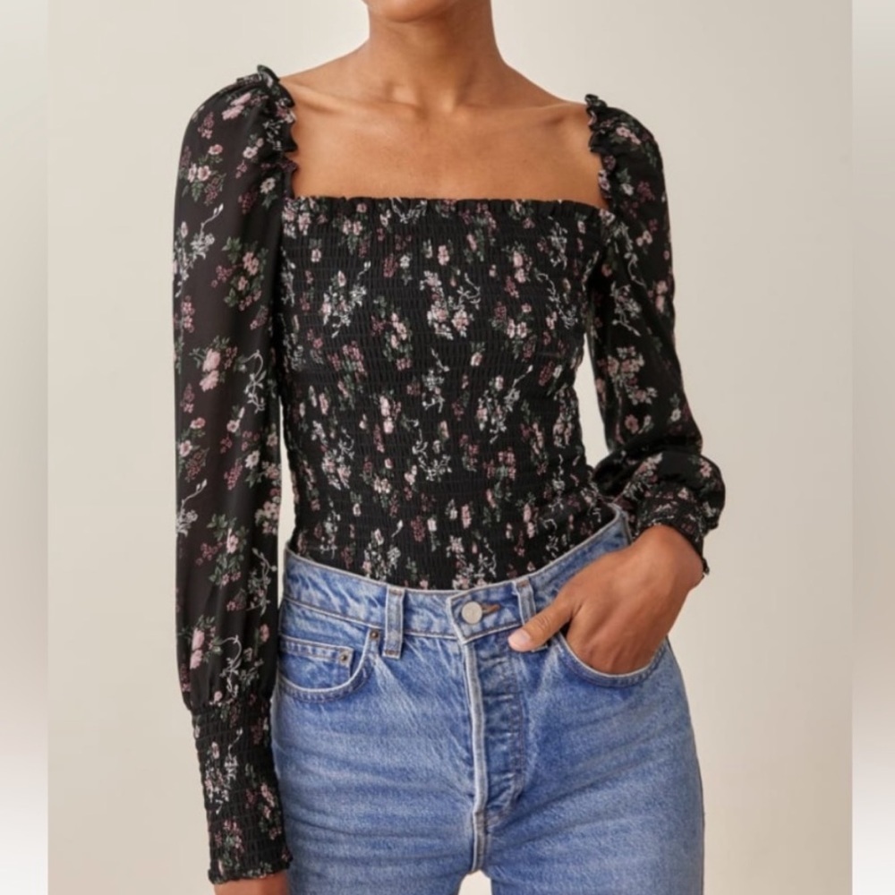 Reformation Pinto Smocked Floral top in Jolene